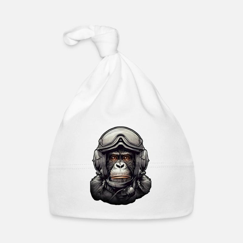 Pilot Monkey Digital Art Organic Baby Cap
