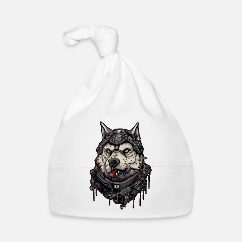 Hund Wolf Pilot, Science-Fiction, Digitale Illustration, Baby Bio-Mütze