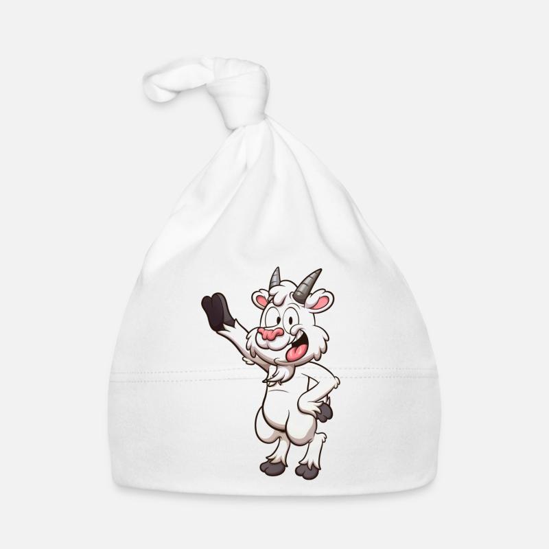 Chèvre de dessin animé souriante et amicale Bonnet bio Bébé