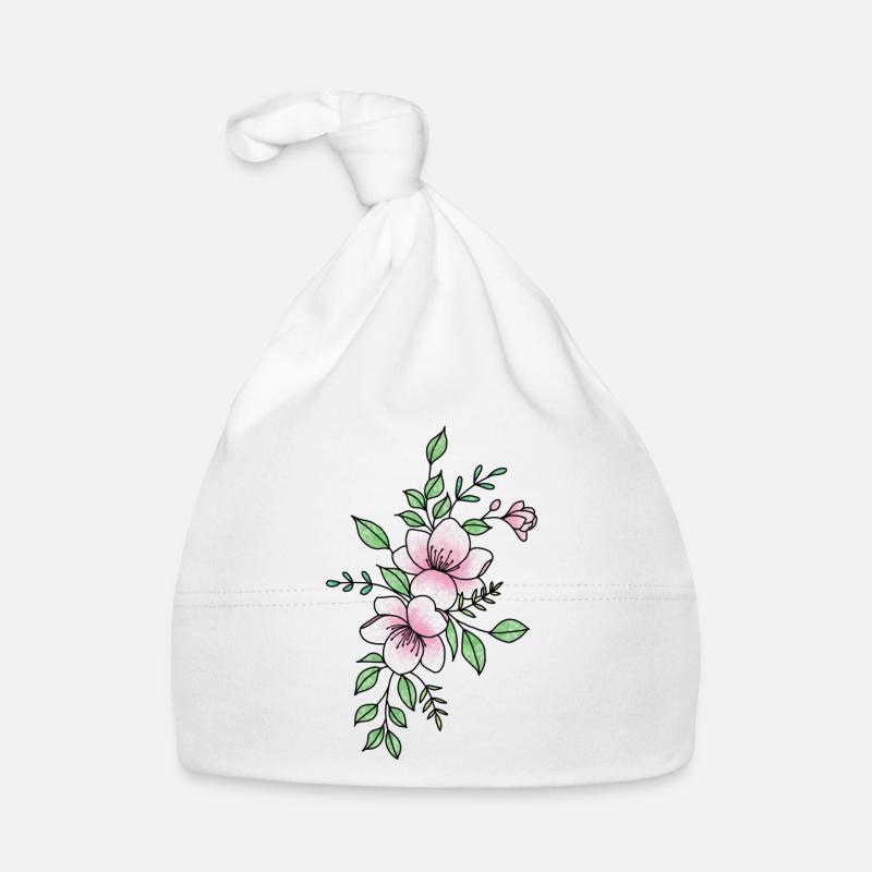 Fleur rose blanche Bonnet bio Bébé