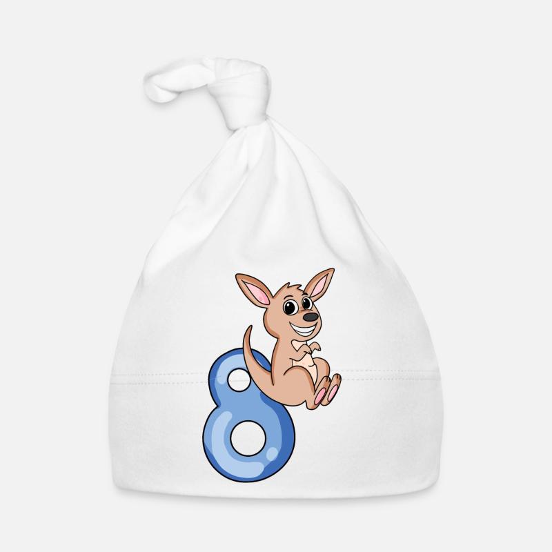 8th birthday motif kangaroo - eight years Organic Baby Cap