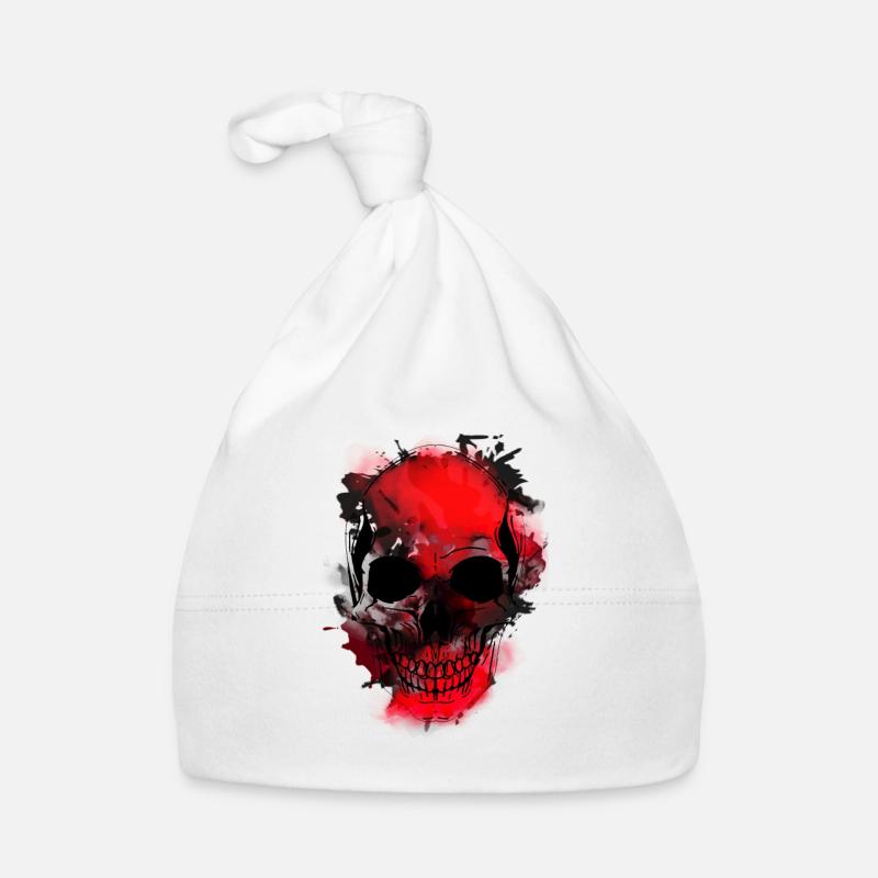 Rotes Schädel-Splash Artwork Baby Bio-Mütze