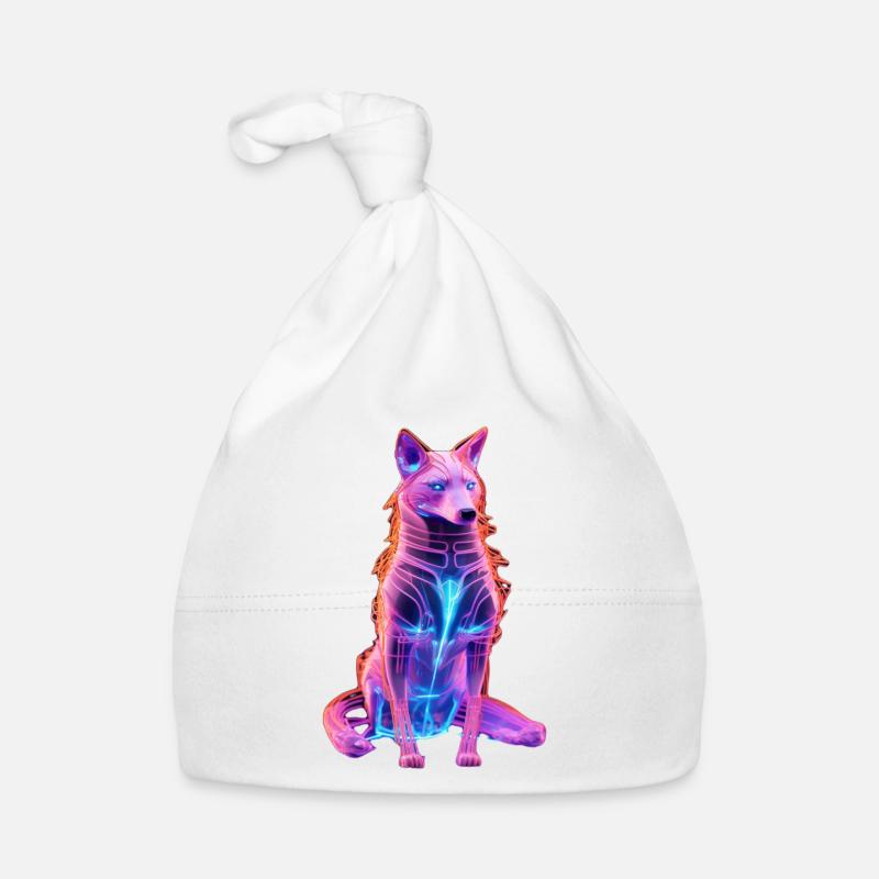 Neon Cyberwolf Kunstdesign Baby Bio-Mütze