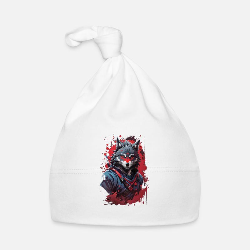 Embrace the Shadowed Fury Menacing Evil Ninja Wolf Organic Baby Cap
