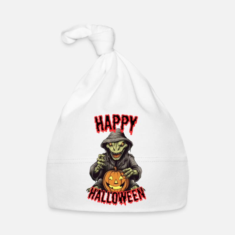 Spooky Halloween Witch with Pumpkin Organic Baby Cap