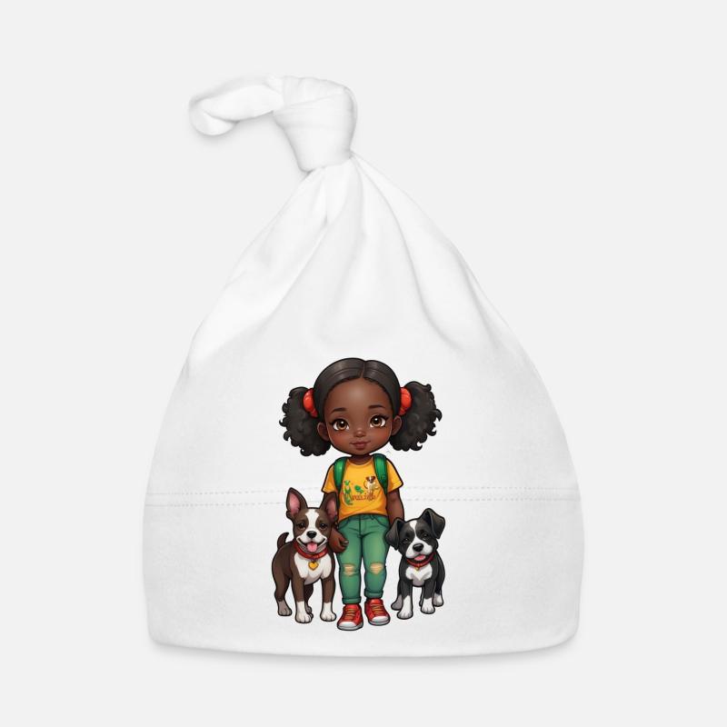 Kind mit Hund mit Panafrikanischen Farben Baby Bio-Mütze
