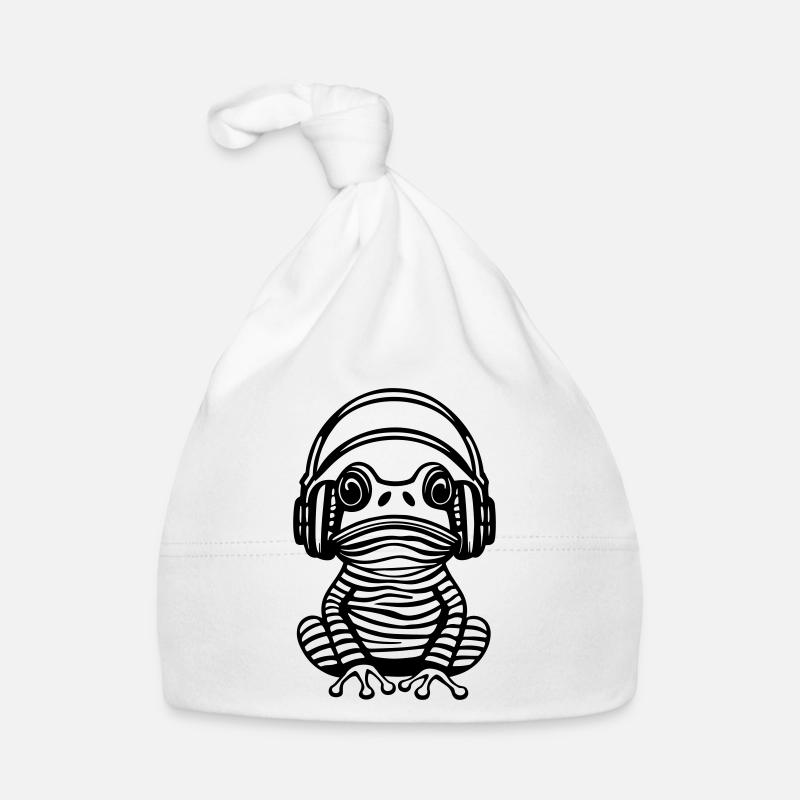 Frosch mit Kopfhörern Baby Bio-Mütze
