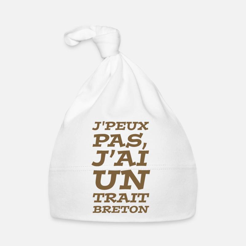 J'peux pas, j'ai un trait breton - Bonnet bio Bébé - blanc