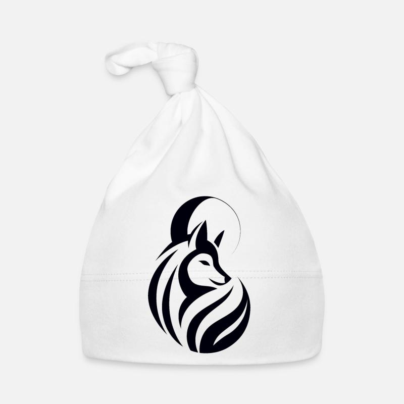 Tribal du loup - Bonnet bio Bébé - blanc