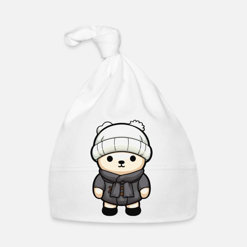 Polar Bear Winter Bear Comic Cute Organic Baby Cap