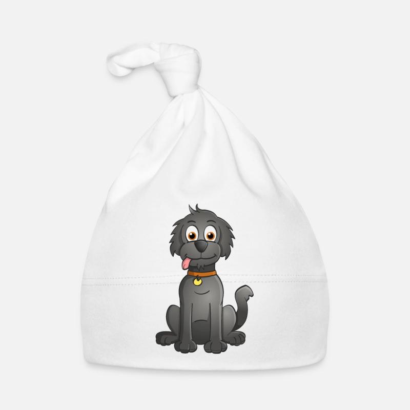 A cheerful black dog with orange collar Organic Baby Cap
