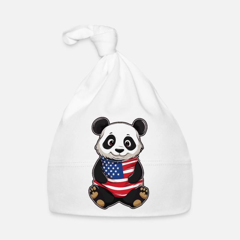 PANDA USA Patriot Panda - Bonnet bio Bébé - blanc