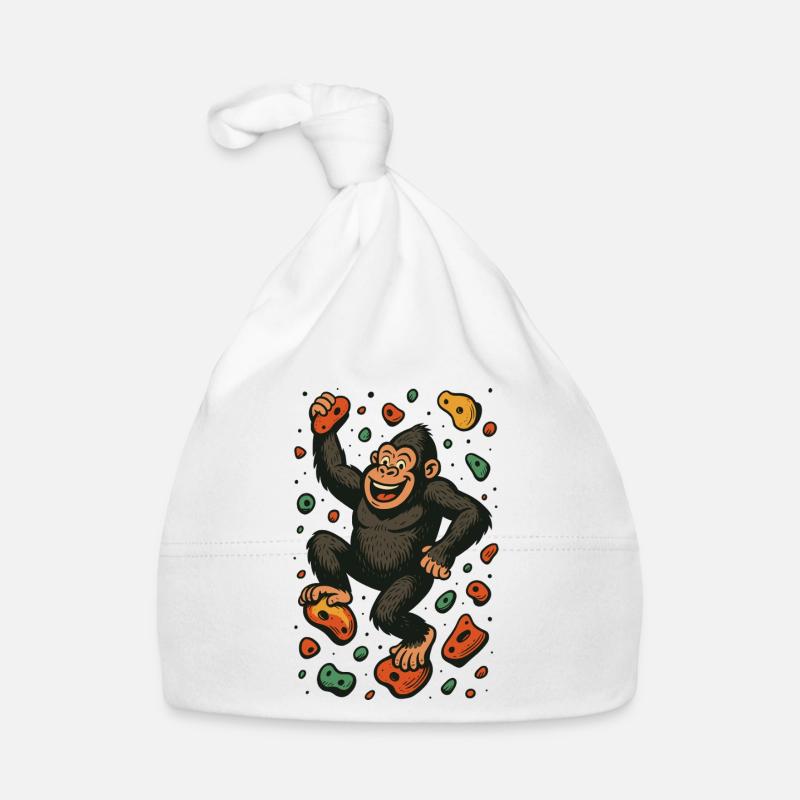 Bouldern Gorilla Affe Klettern Retro Geschenk Baby Bio-Mütze