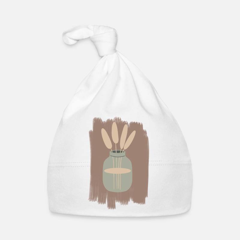 Vase mit Schilfrohr Minimal Baby Bio-Mütze