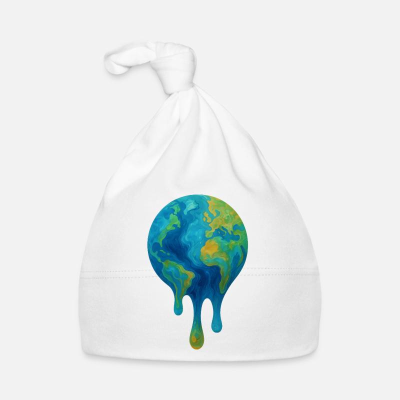Melting Globe – Abstract Climate Art Organic Baby Cap