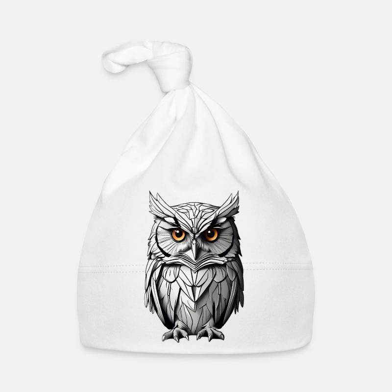 Weise Eule Monochrom Porträt Baby Bio-Mütze