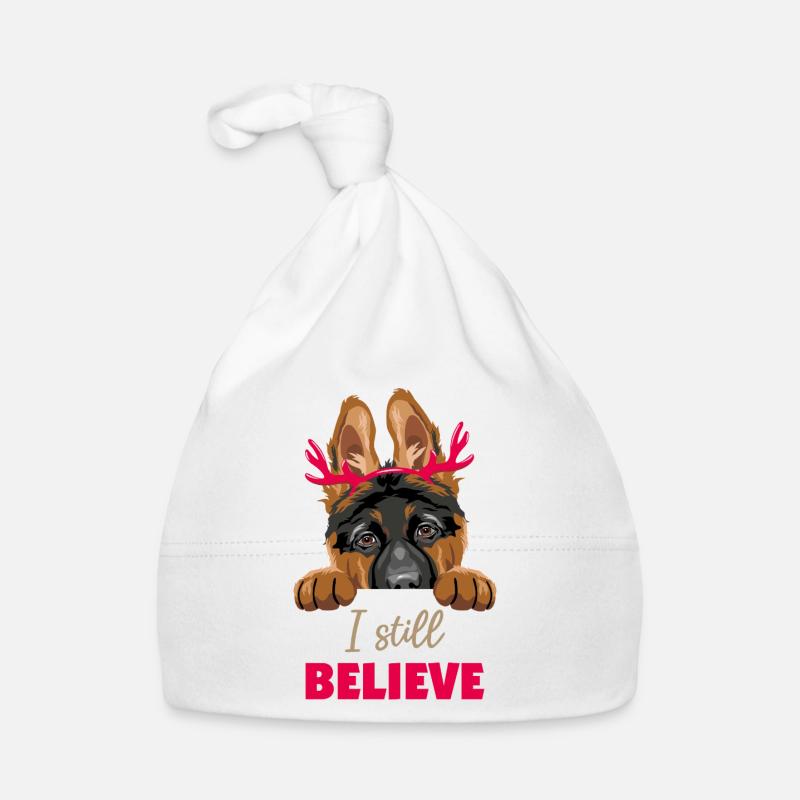 Peeking German Shepherd puppy dog with horns Organic Baby Cap