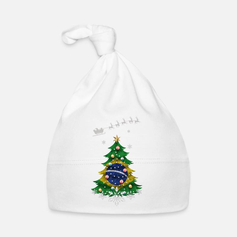 Christmas tree with Brazil flag Organic Baby Cap