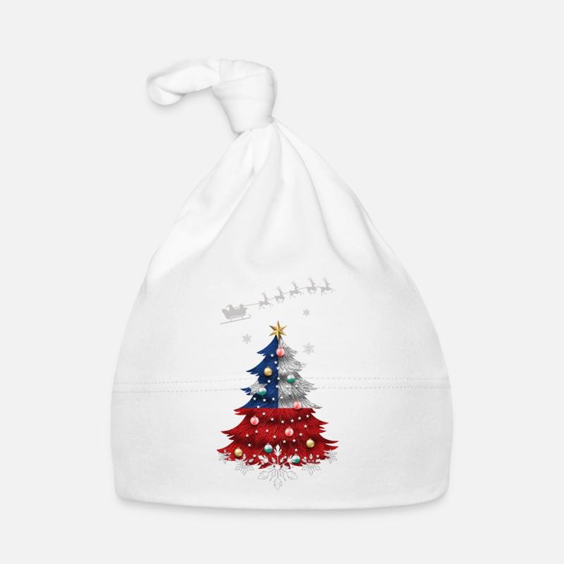 Weihnachtsbaum mit Chile Flagge Baby Bio-Mütze