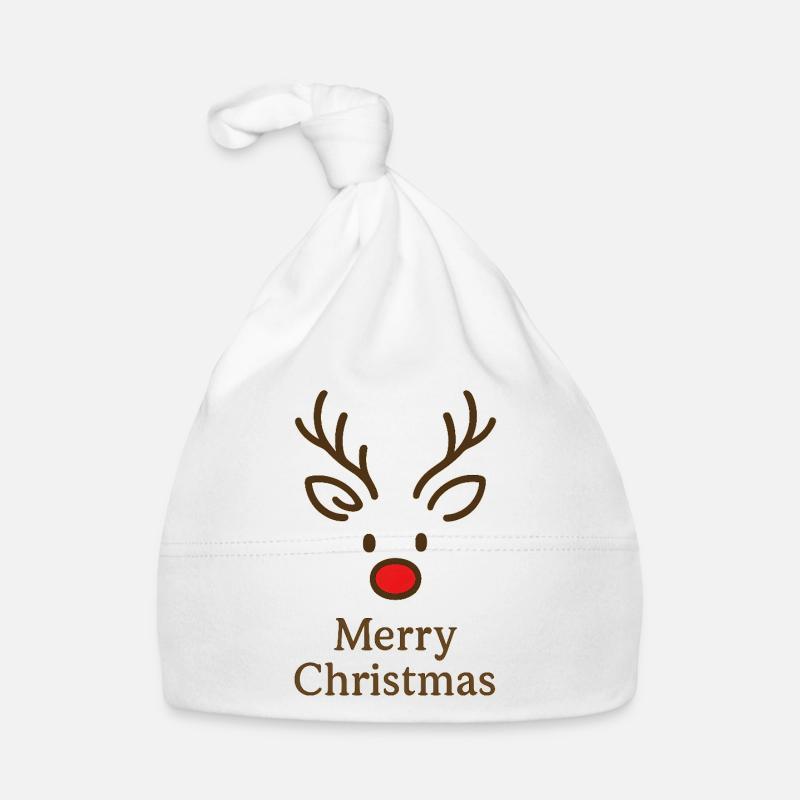 Reindeer Head Merry Christmas Organic Baby Cap