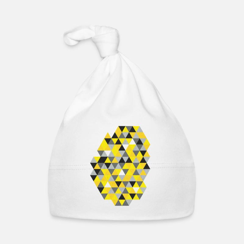 Geometric triangle pattern Sunny Yellow Organic Baby Cap