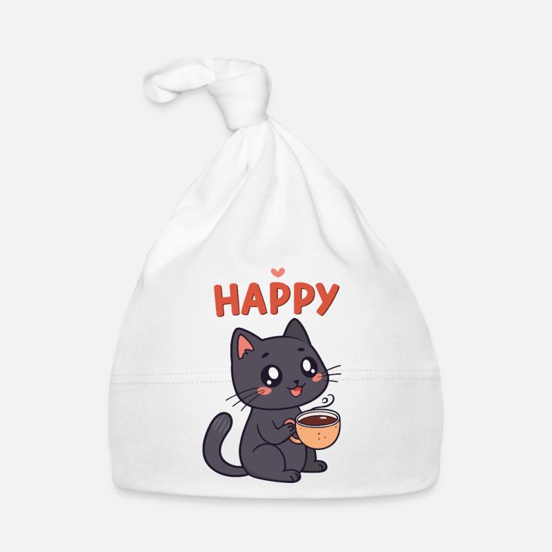 Chaton Café Heureux Bonnet bio Bébé