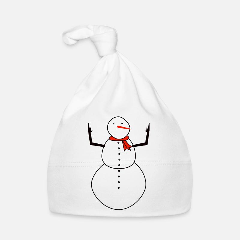 Schneemann mit rotem Schal Baby Bio-Mütze