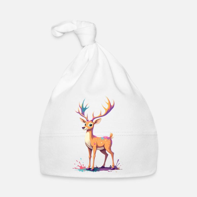 Deer with rainbow antlers color explosion Organic Baby Cap