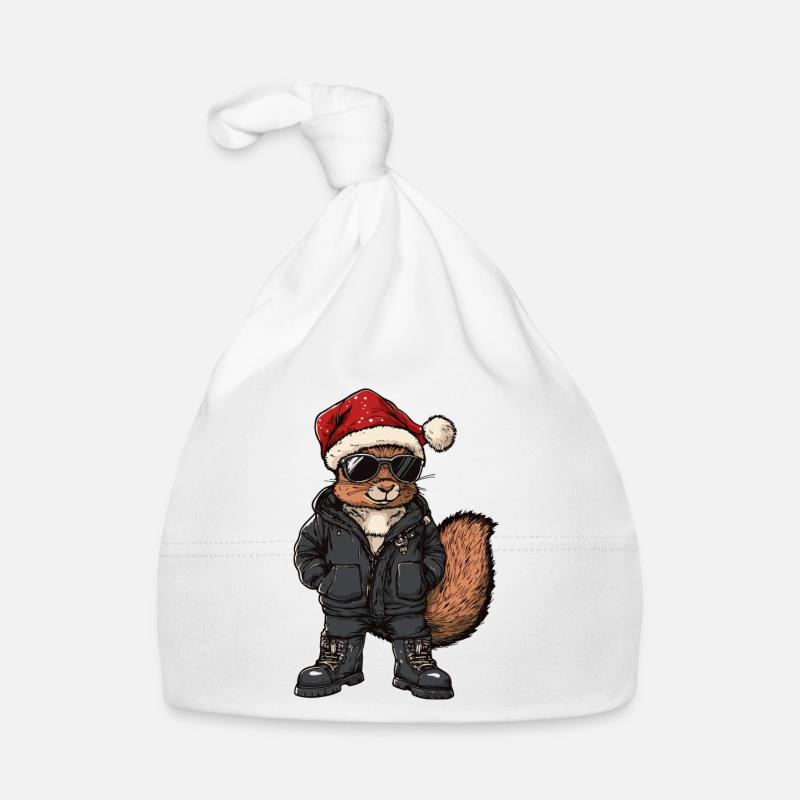 Écureuil Noël Hiver Bonnet bio Bébé