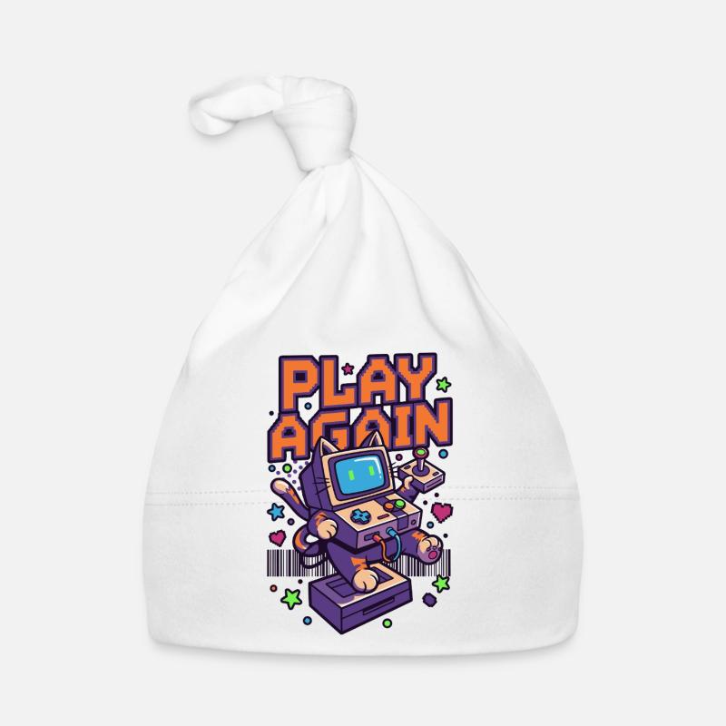 Play Again: Retro Katzen-Arcade Baby Bio-Mütze