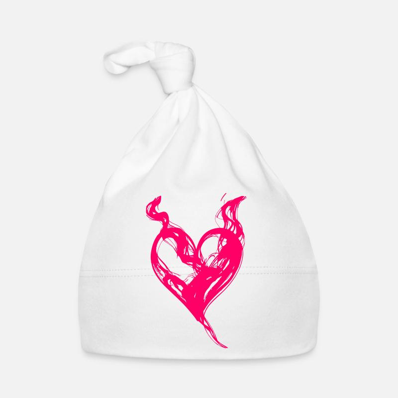 Flammendes, fließendes Herz, Valentinstag und Lieb Baby Bio-Mütze