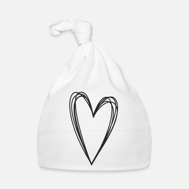 Hand Drawn Heart Organic Baby Cap