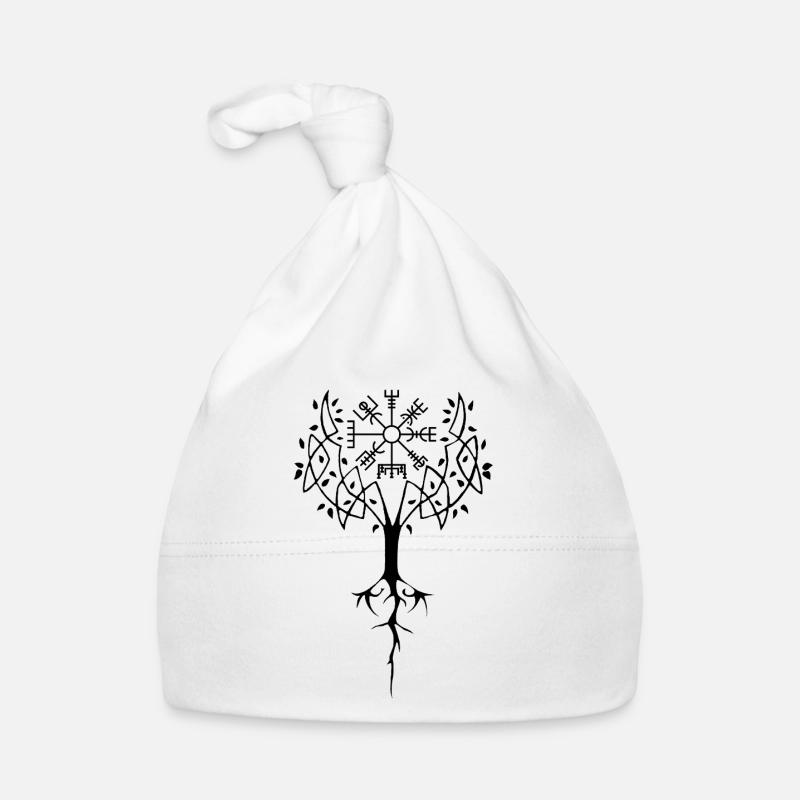 Runenbaum des Lebens (Schwarz) Baby Bio-Mütze