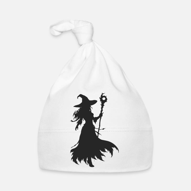 Sorcière en silhouette au clair de lune Bonnet bio Bébé