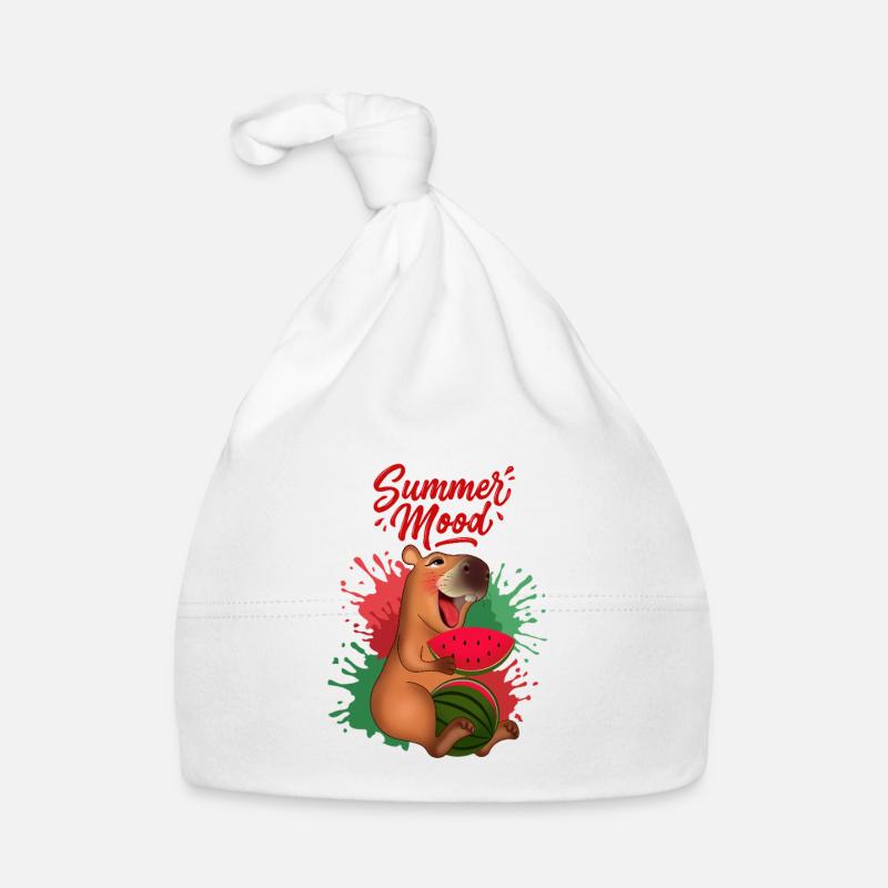 Lächelnde Capybara mit Wassermelone Baby Bio-Mütze
