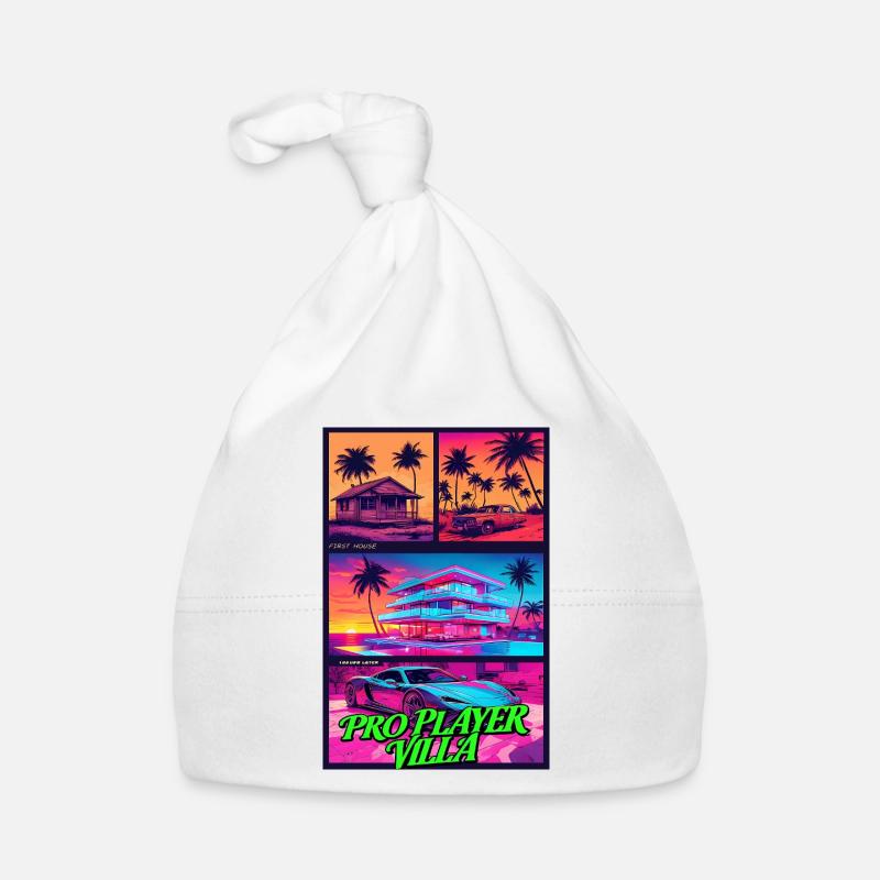 PRO PLAYER VILLA - Neon Synthwave Gaming Art Organic Baby Cap