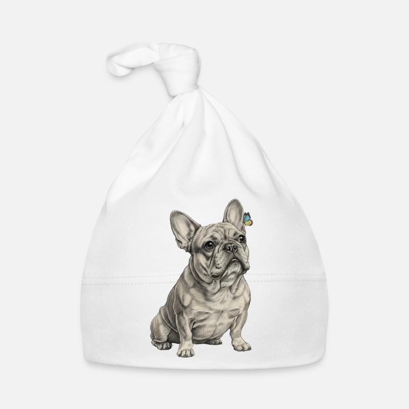 Bouledogue avec accent papillon Bonnet bio Bébé