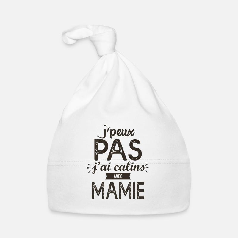 J'peux pas j'ai câlins avec mamie - Bonnet bio Bébé - blanc