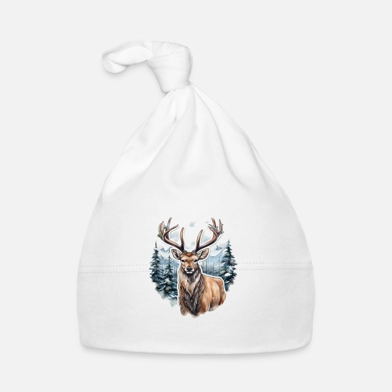 Winterlandschaft mit Hirsch Baby Bio-Mütze