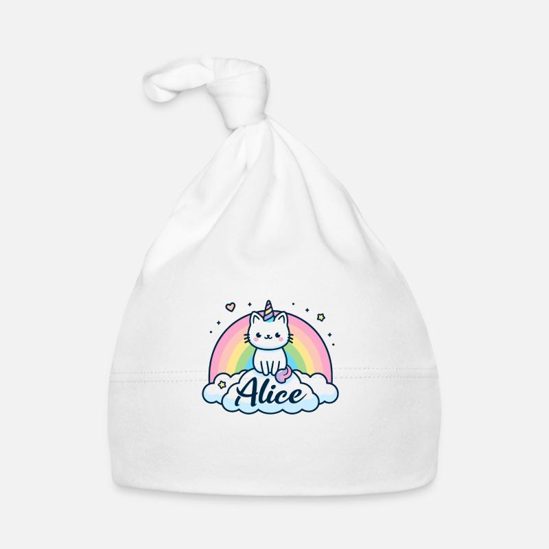 Alice Name Vorname Einhornkatze Baby Bio-Mütze