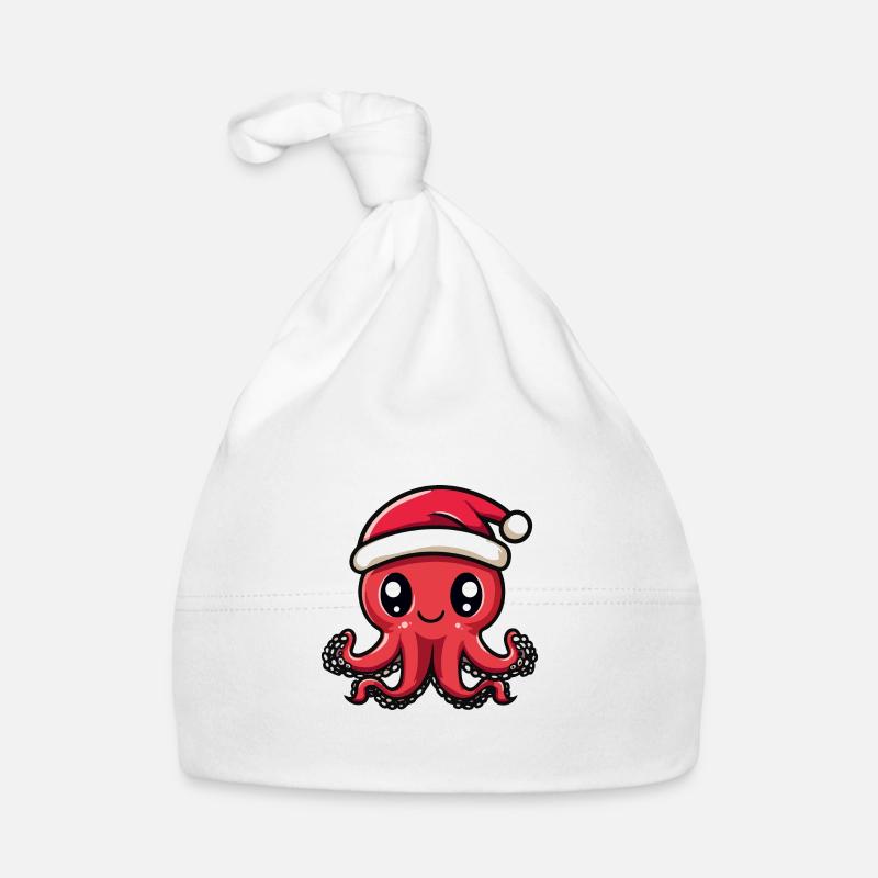 Pieuvre Noël Noël - Bonnet bio Bébé - blanc