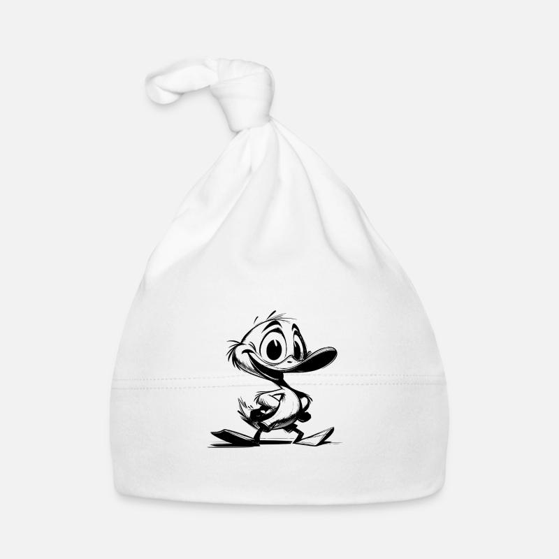 Bébé canard avec dessin de coup de bec géant Bonnet bio Bébé