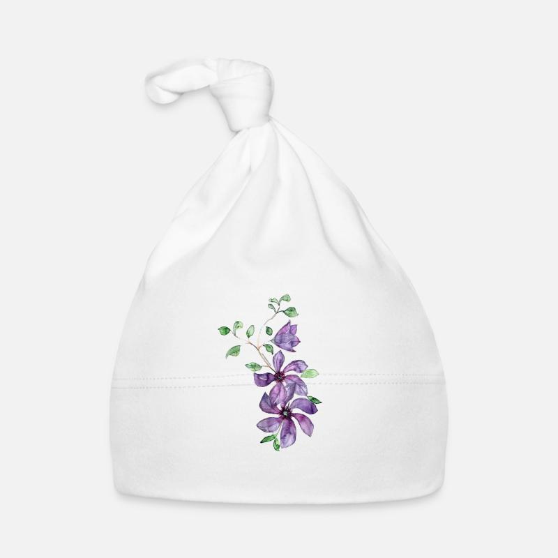 Vrille fleurie - Bonnet bio Bébé - blanc