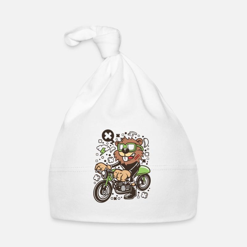 Biker Biber, Biker, Tier auf Motorrad Baby Bio-Mütze