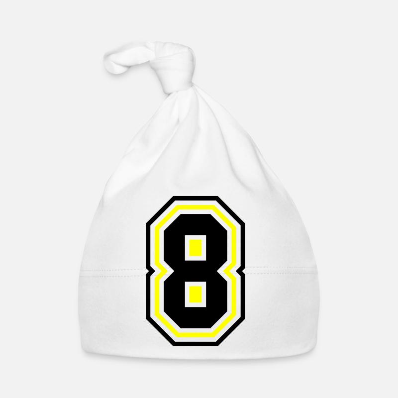 8 nombre symbole - Bonnet bio Bébé - blanc