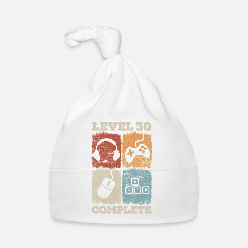 30. Geburtstag Level Complete Gaming - Baby Bio-Mütze - Weiß