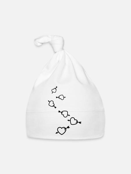 Flèche du symbole du cœur - Bonnet bio Bébé - blanc - Devant