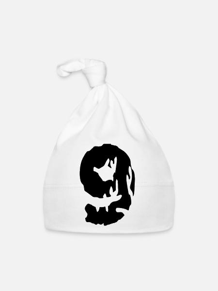 9 Zahl Trikot - Baby Bio-Mütze - Weiß - Vorne