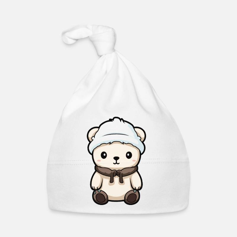 Eisbär Winter Polar Bär Comic Baby Bio-Mütze