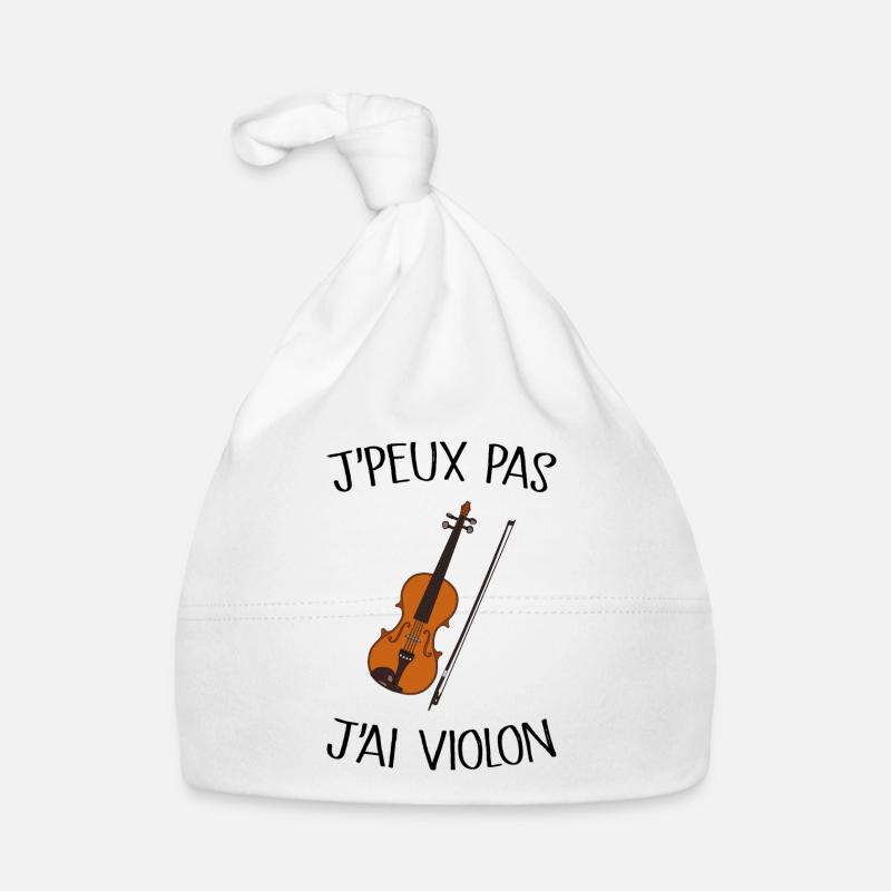 Je Peux Pas J'ai Violon - Bonnet bio Bébé - blanc